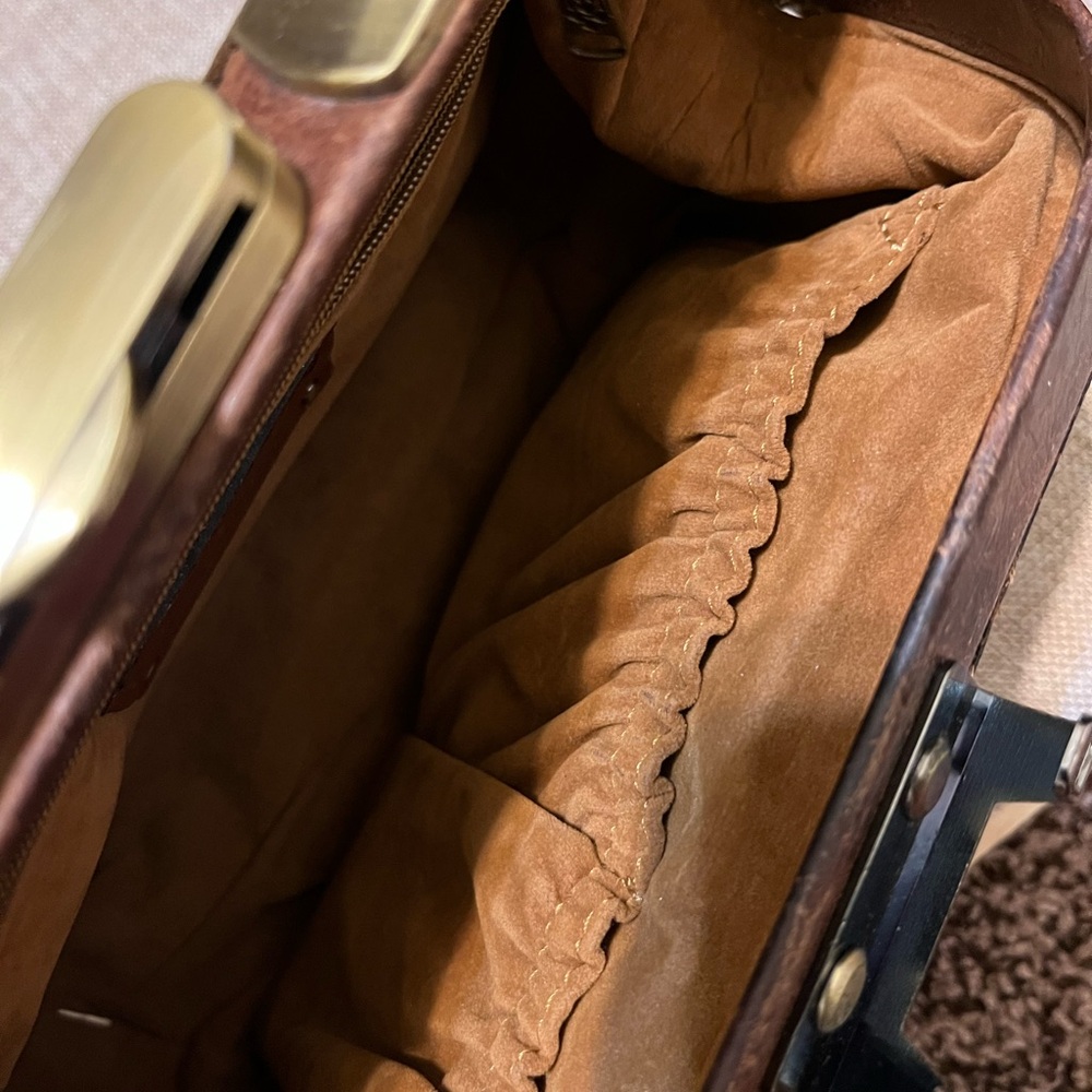 Patricia Nash Floral Tan and Brown Leather Crossbody - Picture 5 of 5